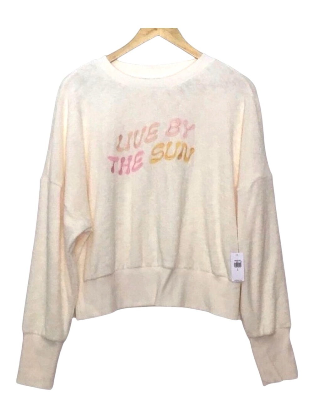 TERRY cloth retro crop sweater Large graphic embroidered boxy long sleeve coast